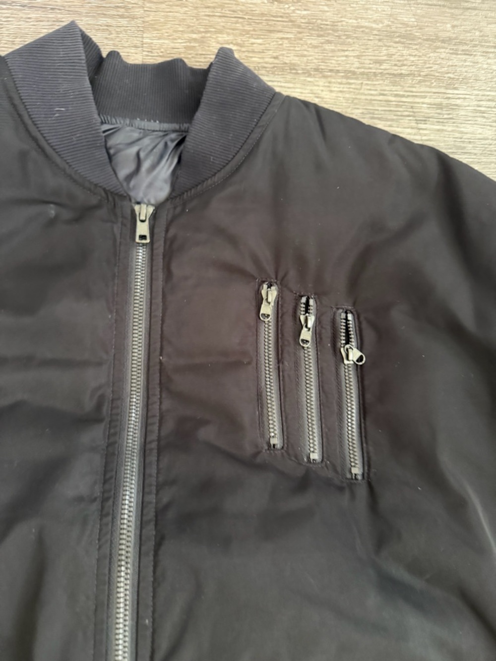 ALO Yoga Black Bomber Jacket with Zip Chest Pocket - Picture 3 of 6